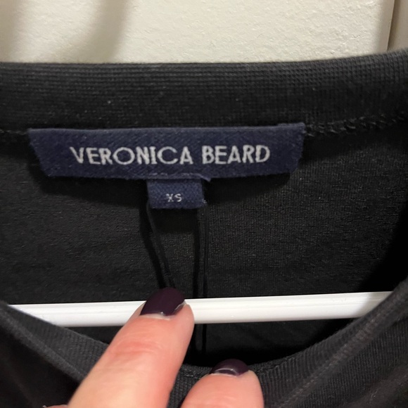 Veronica Beard Ankara Black Short Sleeve pleated waist Tee xs NWT - Picture 5 of 7